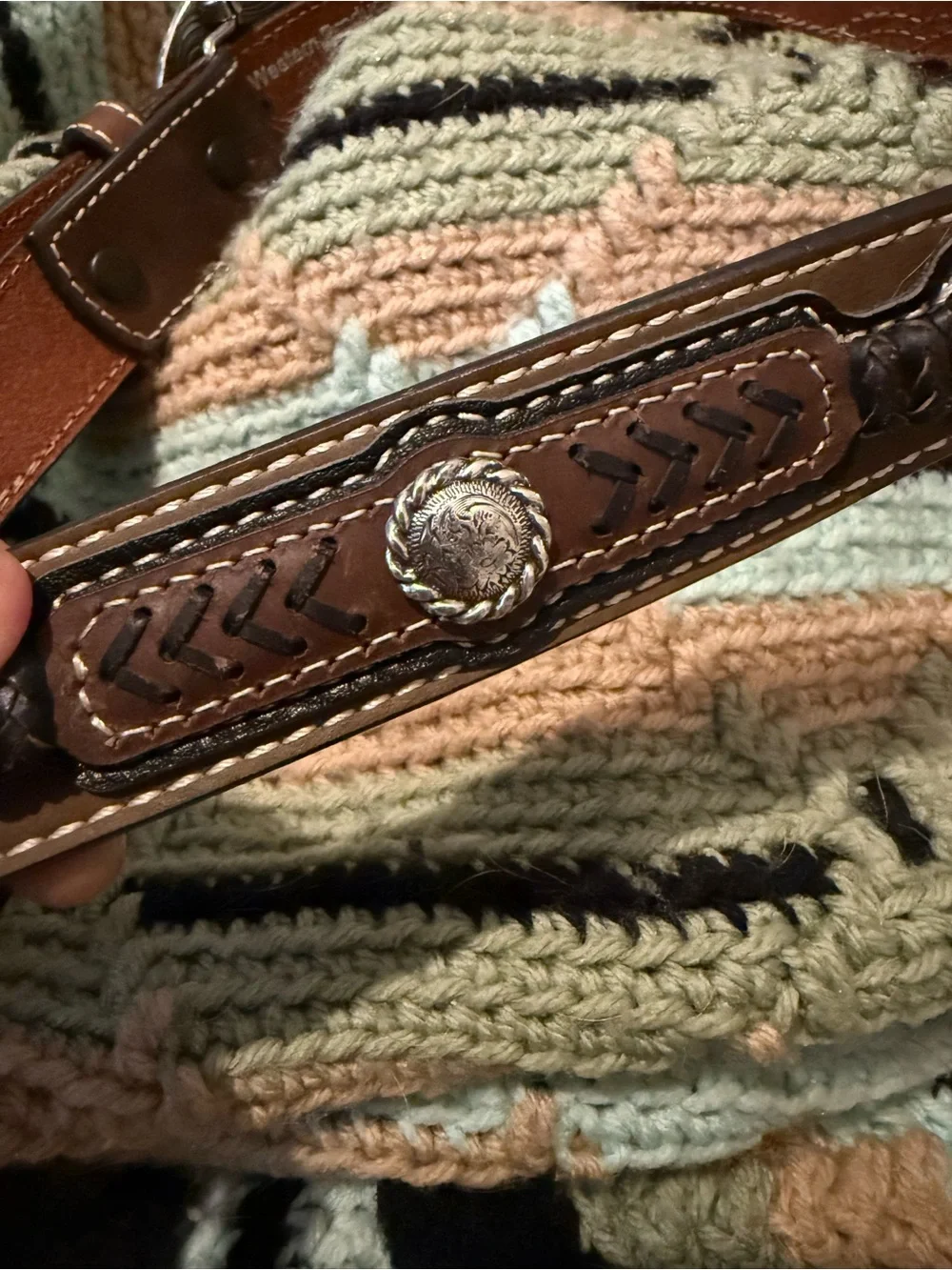 Cavender’s Girls Brown Leather Western Belt with Silver Buckle Size 26